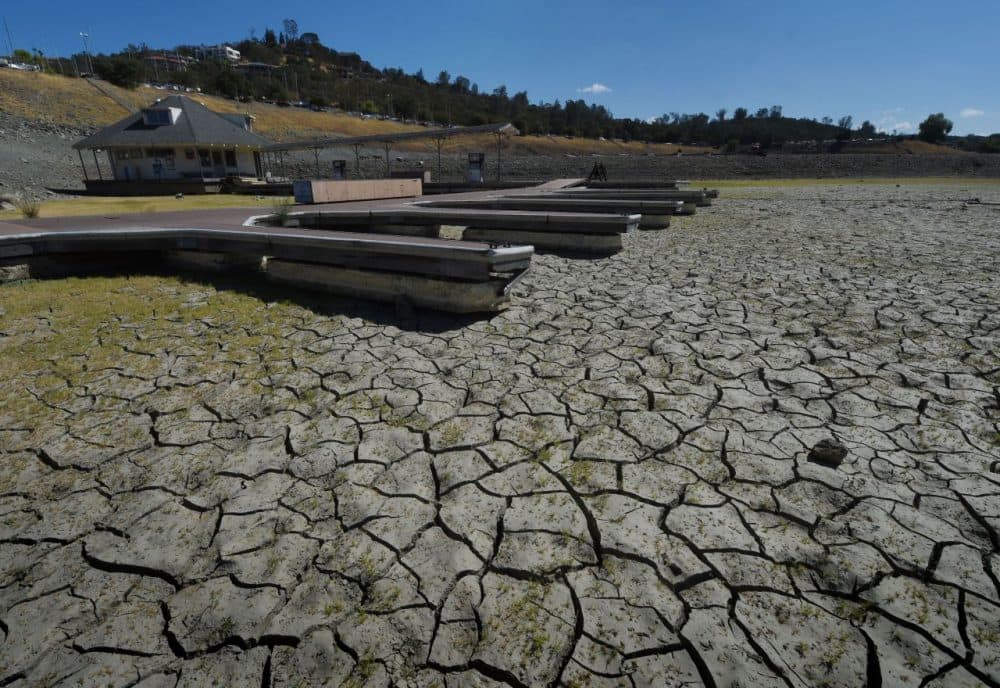 Boat docks sit empty on dry land, as Folsom Lake reservoir near Sacramento stands at only 18 percent capacity, as the severe drought continues in California on September 17, 2015. California has recently announced sweeping statewide water restrictions for the first time in history in order to combat the region's devastating drought, the worst since records began. (Mark Ralston /AFP/Getty Images)