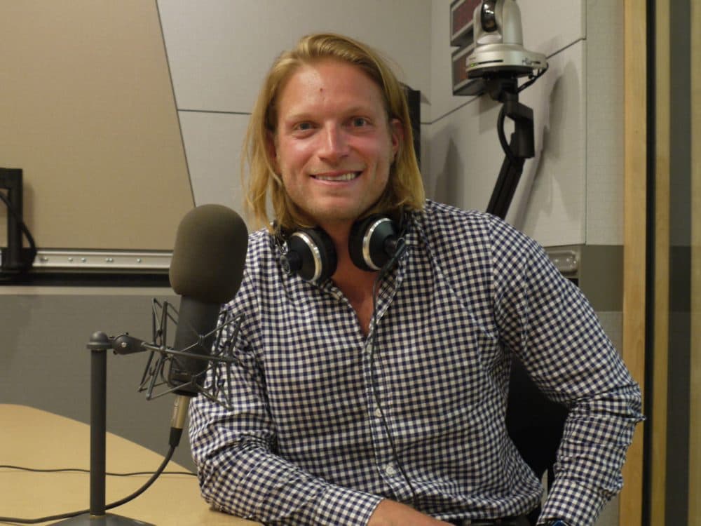 Author Rob Cocuzzo in the WBUR offices. (Photo/Courtesy WBUR)