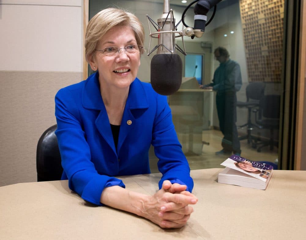 Sen. Elizabeth Warren at WBUR. (Robin Lubbock/WBUR)