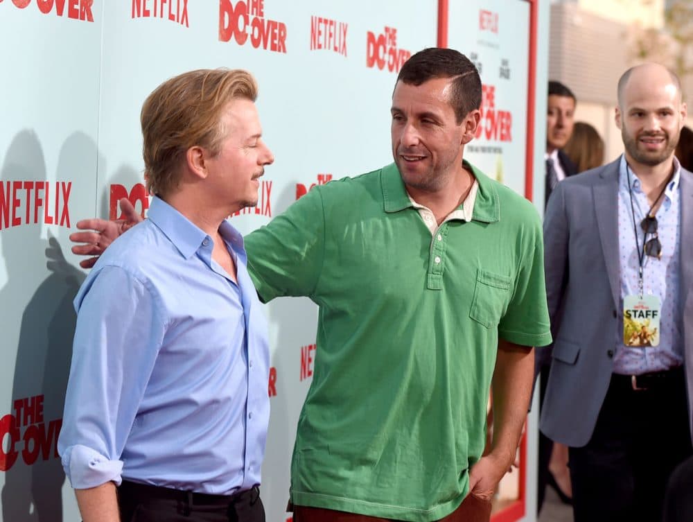 Comedians David Spade and Adam Sandler attend the premiere of Netflix's "The Do Over" at Regal LA Live Stadium 14 on May 16, 2016 in Los Angeles, California. (Kevin Winter/Getty Images)