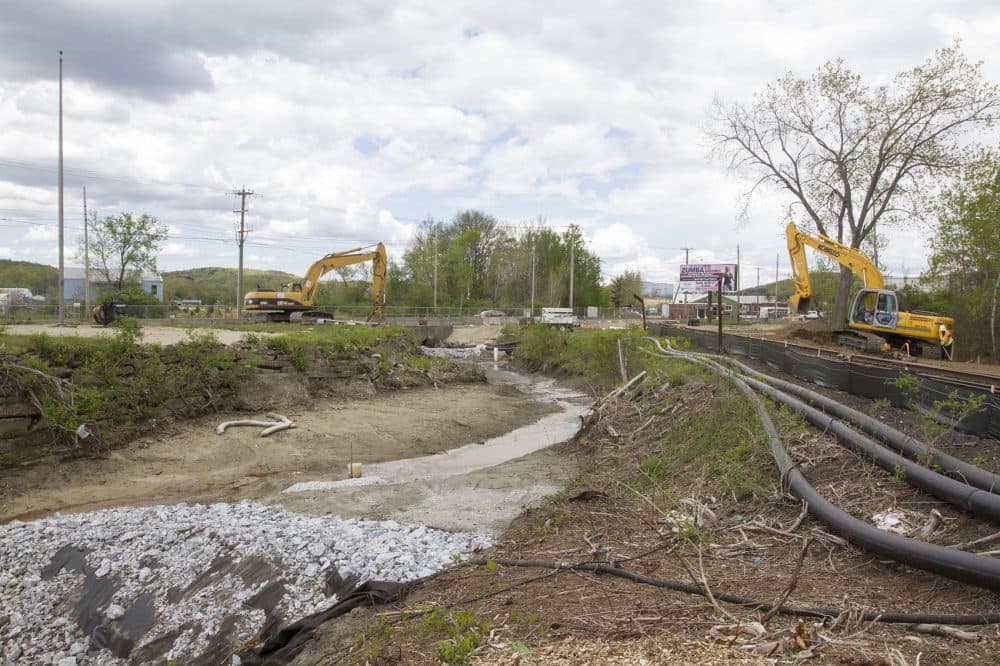 The Unkamet Brook, an area contaminated by General Electric’s former Pittsfield plant is currently being restored. (Joe Difazio/WBUR)