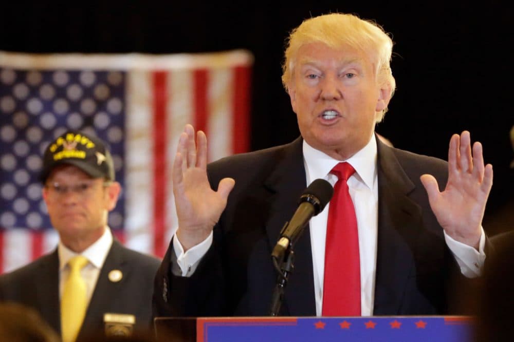 Donald Trump answers questions during a news conference in New York on Tuesday.(Richard Drew/AP)