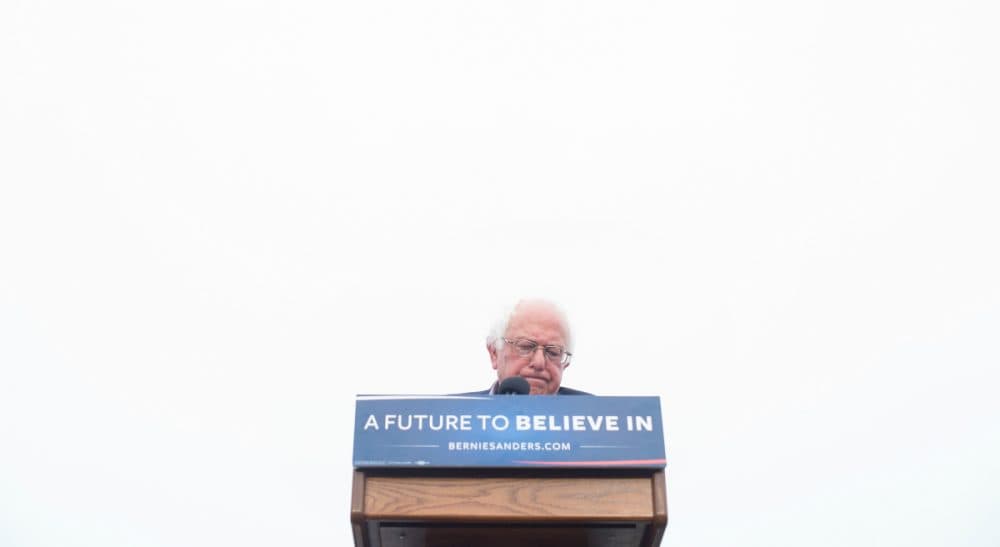 Now that Hillary Clinton has clinched the nomination, how do Bernie Sanders supporters stay true to his progressive agenda? In this photo, Sanders addresses supporters on Monday, June 6, 2016, in San Francisco. (Noah Berger/AP)