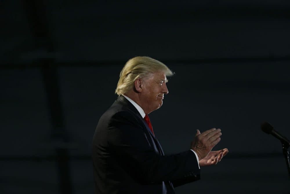 Republican presidential candidate Donald Trump applauds during a rally, on Thursday, June 2, 2016, in San Jose, California. (Jae C. Hong/AP)