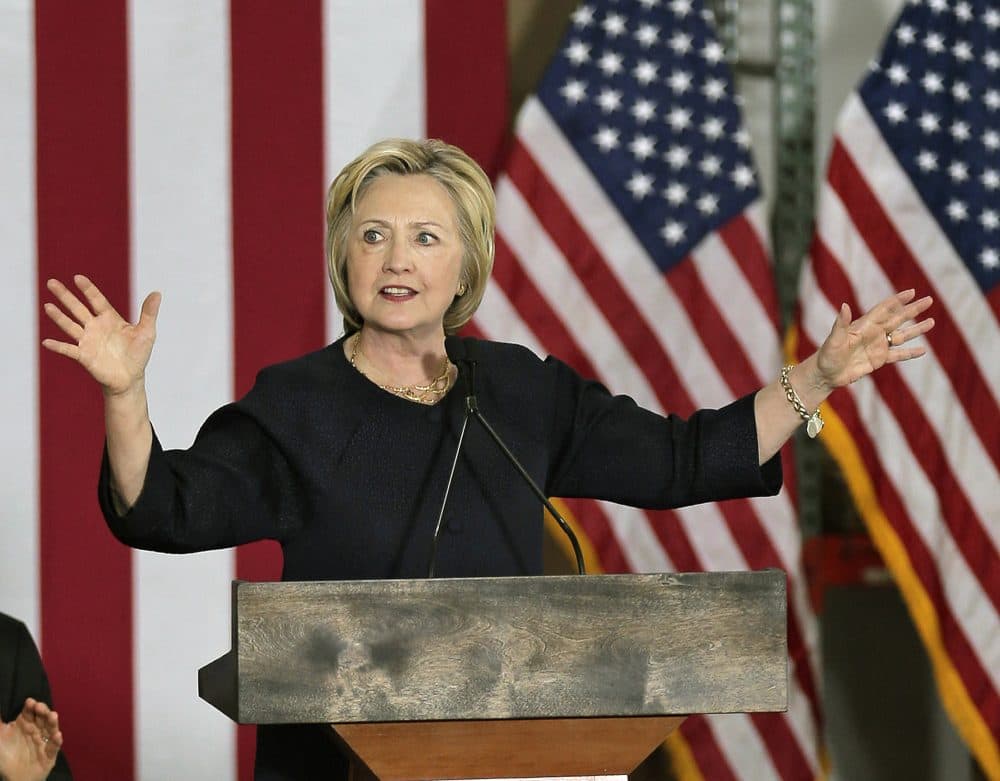 Democratic presidential candidate Hillary Clinton speaks at the Cleveland Industrial Innovation Center in Cleveland on Monday. (Tony Dejak/AP)