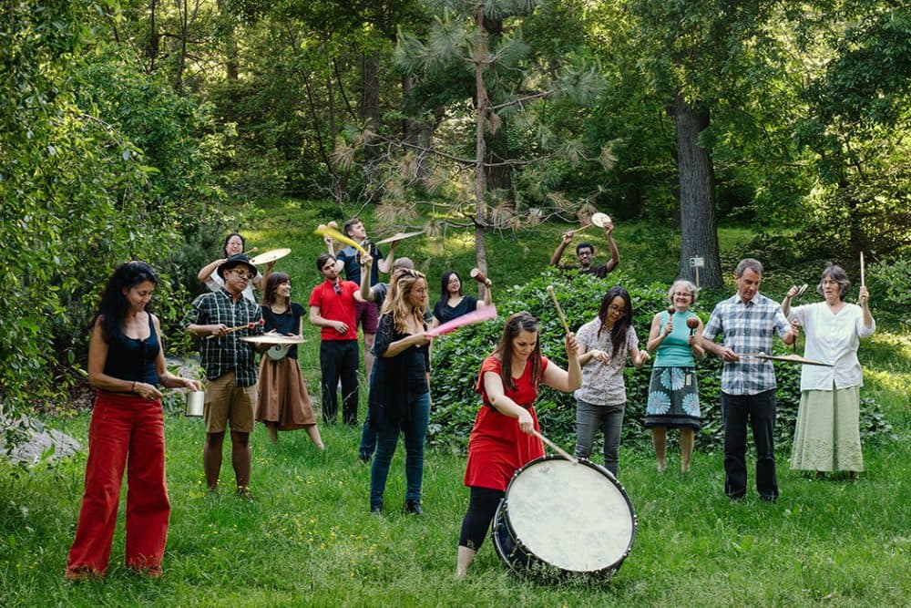 Kadence Arts group performs composer John Luther Adams' “Inuksuit” at Boston's Arnold Arboretum. (Courtesy Kadence Arts)