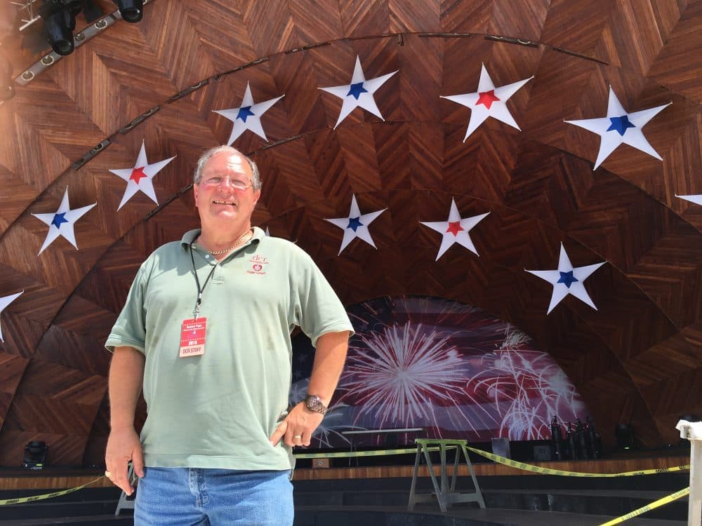 Angelo Tilas, manager of the Hatch Shell and district supervisor for the Department of Conservation and Recreation. He's retiring after over 30 years on the job. Monday is his last Fourth of July as supervisor. (Meghna Chakrabarti/WBUR)