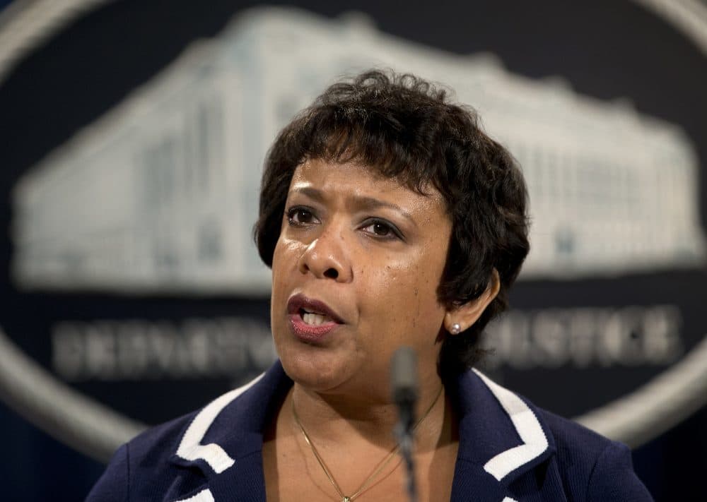 Attorney General Loretta Lynch speaks about recent shootings, Friday, July 8, 2016, at the Justice Department Washington. Lynch said the Dallas police shootings were "an unfathomable tragedy" in a week of "profound heartbreak and loss," but violence is not the answer. (Carolyn Kaster/AP)