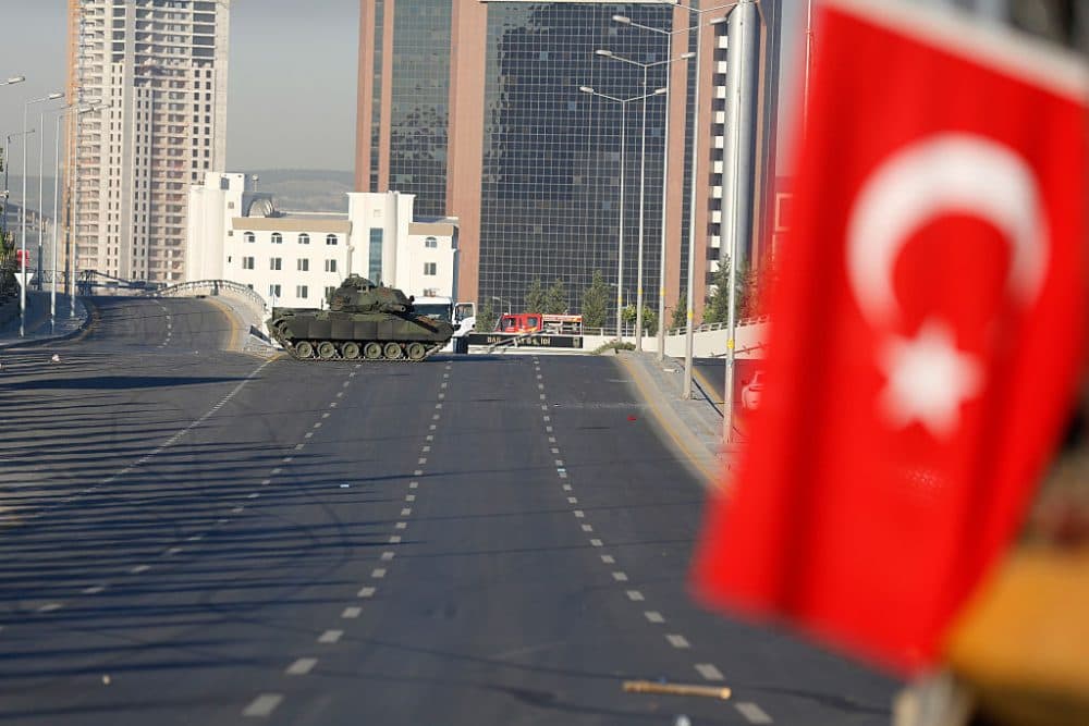 Turkish military's tanks is seen on the road to the Presidential Palace in Ankara July 16, 2016, Turkey. (Erhan Ortac/Getty Images)
