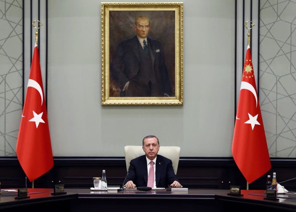 Turkey's President Recep Tayyip Erdogan heads an emergency meeting of the National Security Council in Ankara, Turkey, Wednesday, July 20, 2016. (Kayhan Ozer/Pool via AP)