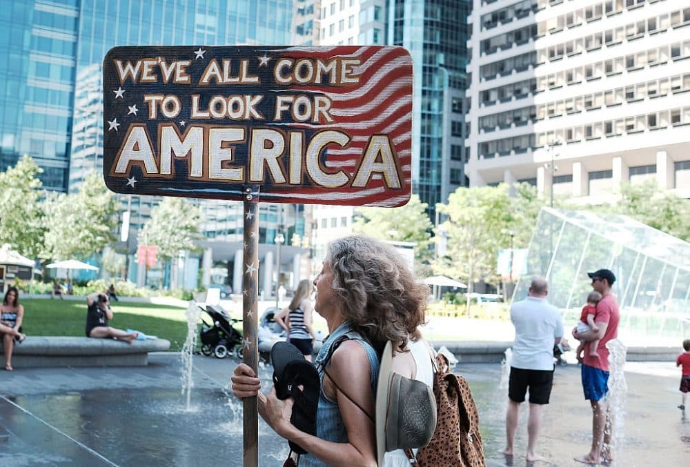 Bernie Sanders supporters gather in a public plaza before the start of the Democratic National Convention (DNC) on July 24, 2016 in Philadelphia, Pennsylvania. The convention officially begins on Monday and is expected to attract thousands of protesters, members of the media and Democratic delegates to the City of Brotherly Love. (Spencer Platt/Getty Images)