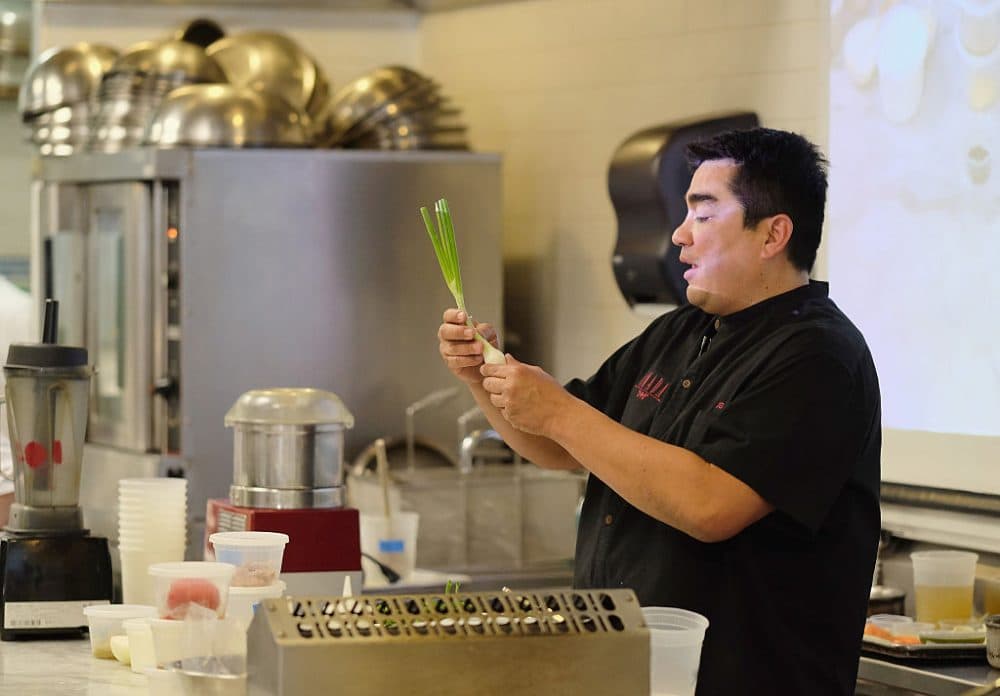 Chef Jose Garces leads the Seasonal Vegetables-Spanish Lens class at The 8th Annual New York Culinary Experience Presented By New York Magazine And The International Culinary Center - Day 2 at New York Culinary Experience on April 17, 2016 in New York City. (Neilson Barnard/Getty Images for the New York Culinary Experience )
