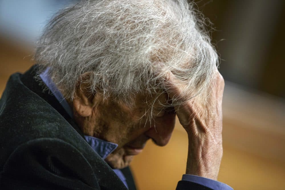 Josh Davis: "Wiesel’s life stands in stark contrast to the conspiratorial silence of the GOP leadership in the face of Donald Trump’s hateful campaign for president."
Pictured: Nobel Peace Prize laureate Elie Wiesel, who died Saturday at the age of 87, listens as he is introduced to participate in a dialogue with Sen. Ted Cruz, R-Texas, and others on keeping Iran from having nuclear weapons, on Capitol Hill in Washington, Monday, March 2, 2015. (J. Scott Applewhite/AP)
