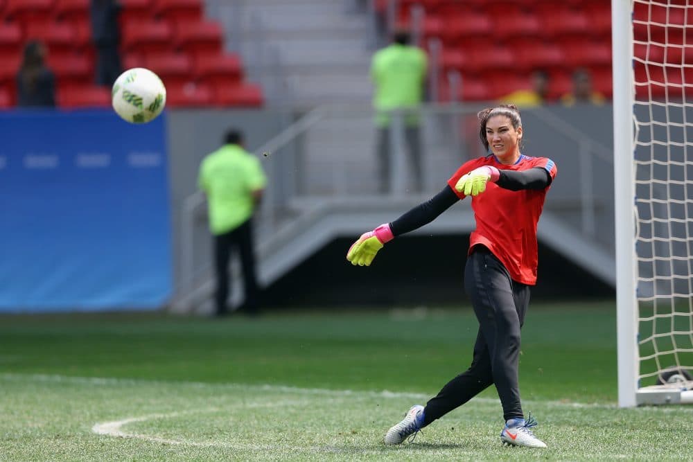 Goalkeeper Hope Solo was banned from the USWNT for six months for calling the Swedish national team "a bunch of cowards." (Celso Junior/Getty Images)