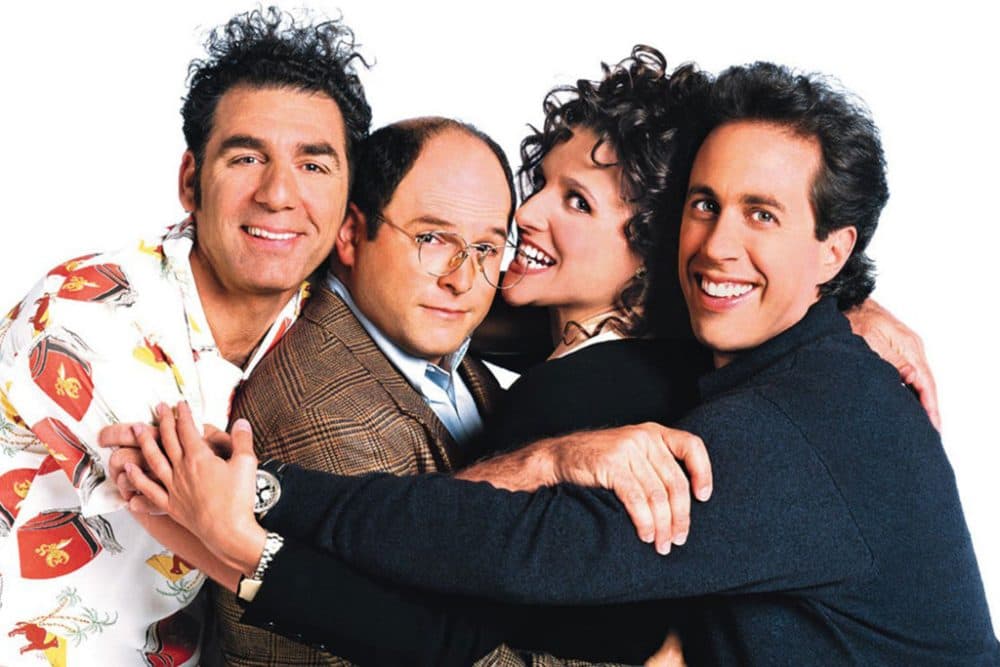 The cast of "Seinfeld," (L to R) Michael Richards as Cosmo Kramer, Jason Alexander as George Costanza, Julia Louis-Dreyfus as Elaine Benes and Jerry Seinfeld as the show's titular character. (Courtesy of NBC)
