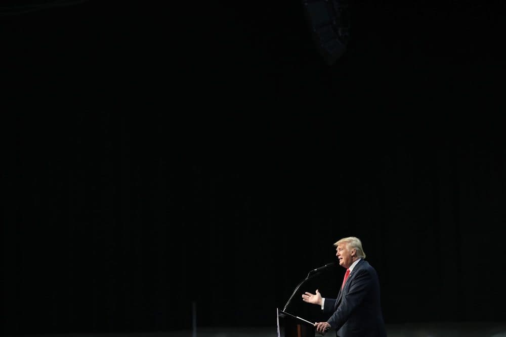 Republican presidential nominee Donald Trump speaks during a campaign event at the Ocean Center Convention Center on Aug. 3, 2016 in Daytona, Florida. (Joe Raedle/Getty Images)