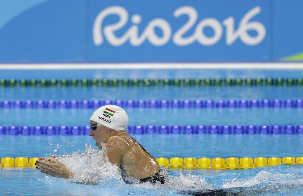 Hungary's Katinka Hosszu competes in a semifinal of the women's 200-meter individual medley during the swimming competitions at the 2016 Summer Olympics, Monday, Aug. 8, 2016, in Rio de Janeiro, Brazil. (Matt Slocum/AP)