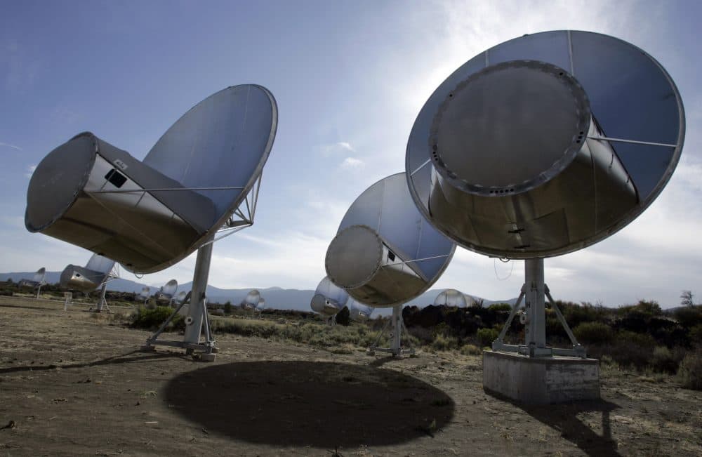 Radio telescopes of the Allen Telescope Array are seen in Hat Creek, California. (Ben Margot/AP)