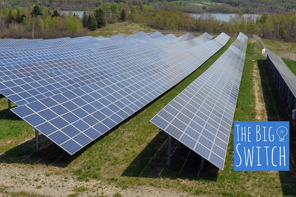 A solar array in Coventry, Vt. New England's solar boom poses unique challenges for the regional grid, as well as for one small, member-owned utility in northern Vermont. (Angela Evancie/VPR)