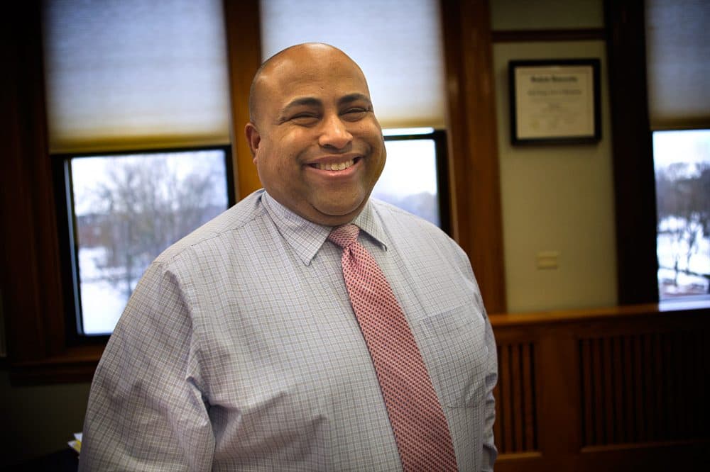 Lawrence Mayor Daniel Rivera in his City Hall office. (Jesse Costa/WBUR)