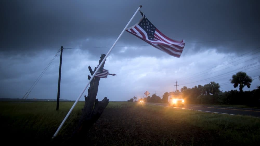 Winds and rain from Hurricane Hermine approach Highway 80 that leads to Tybee Island, Ga., Friday, Sept. 2, 2016. (Stephen B. Morton/AP)