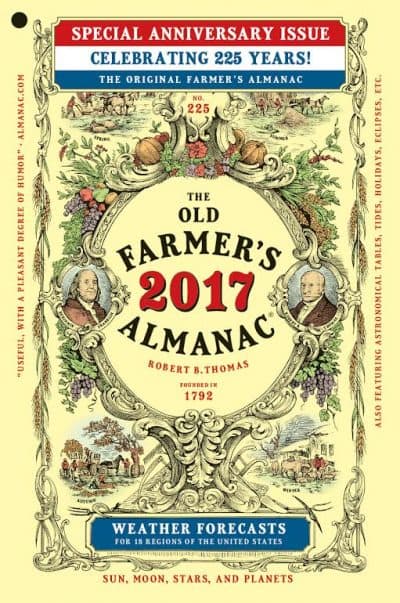 The cover of the 2017 edition of the Old Farmer's Almanac, celebrating the publication's 225th anniversary. (Courtesy Old Farmer's Almanac)