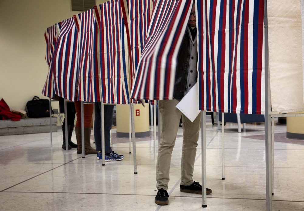 Voters at a polling location in Cambridge during the March 1 primary. (Robin Lubbock/WBUR)