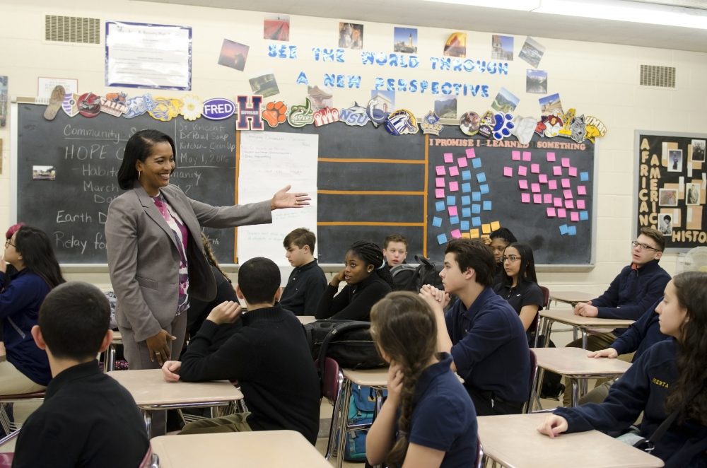 Jahana Hayes says the key to teaching is paying attention to "the whole child," or finding out what each student needs to stay engaged in class. (Courtesy Waterbury Public Schools)