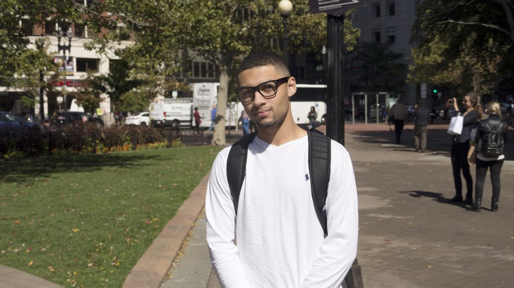Juan Lopez, 2016 valedictorian at the McKinley South End Academy, says of the school: "That's home." (Max Larkin/WBUR)
