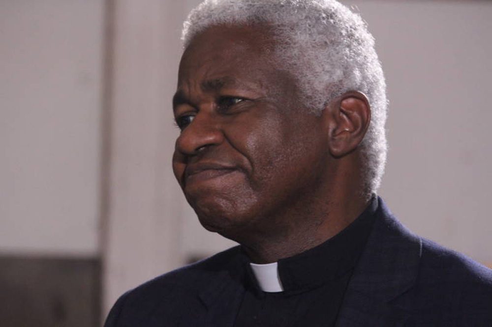 The Rev. Ron Buford listens during a Racists Anonymous meeting on Sept. 8, 2016, at the Congregational Community Church of Sunnyvale, Calif. (Farida Jhabvala Romero/KQED)