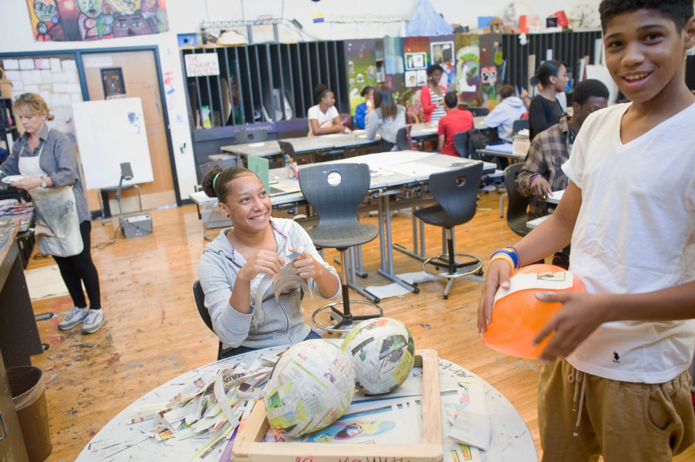 A classroom at Boston's Jeremiah E. Burke High School, the first Massachusetts high school to exit turnaround status (Courtesy of Michael Manning)