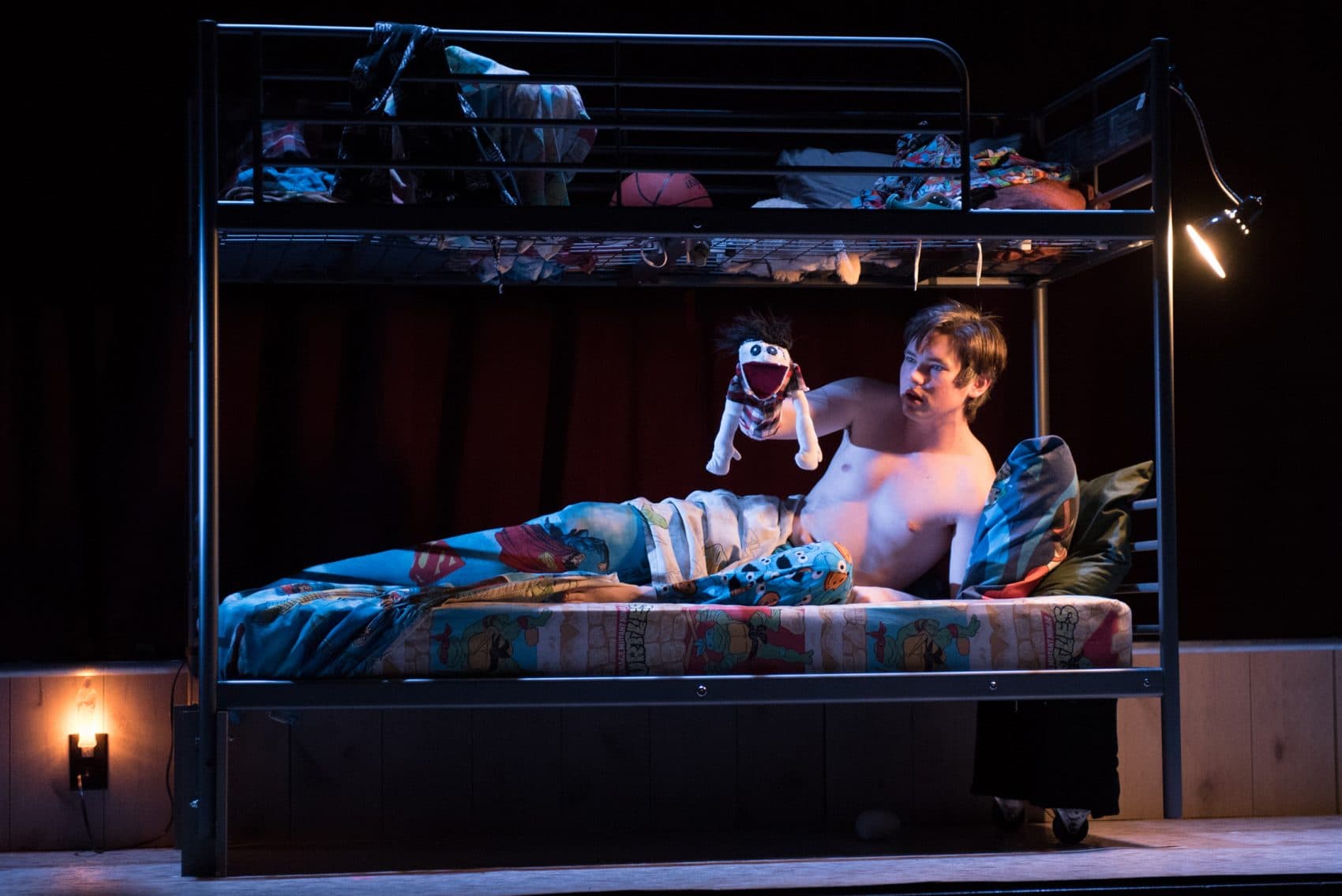 Eliott Purcell in SpeakEasy Stage's production of "Hand to God." (Courtesy Glenn Perry Photography/Speakeasy Stage Company)