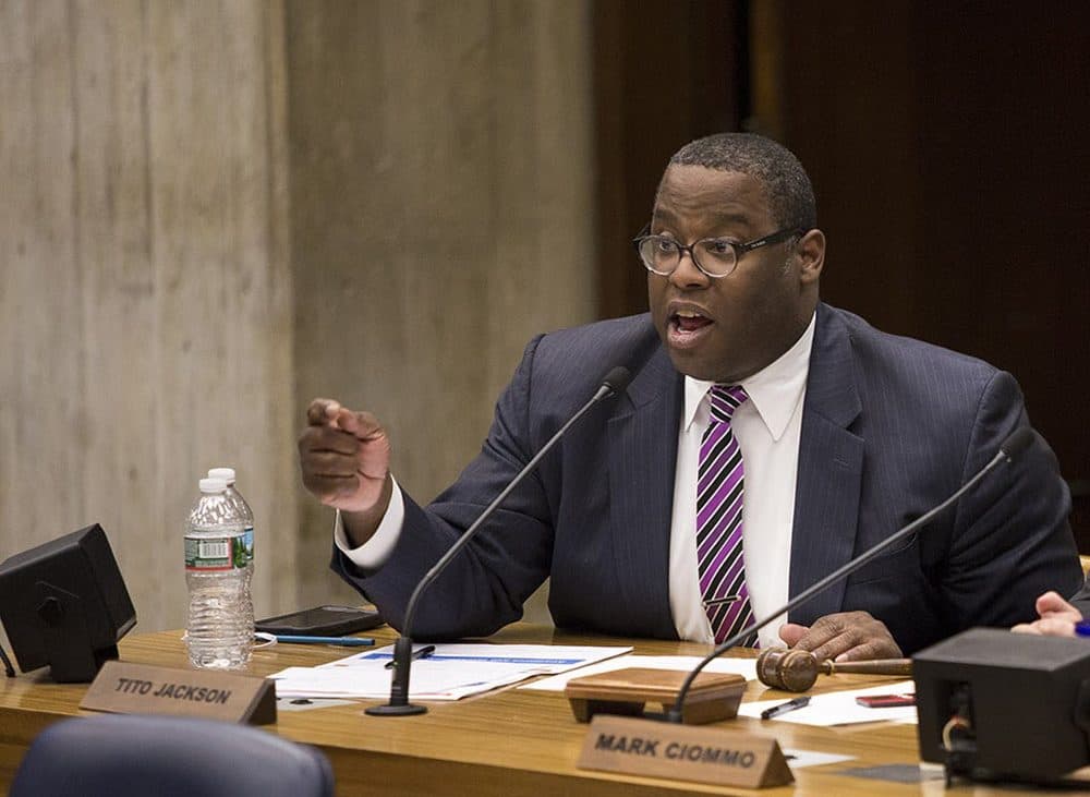 City Councilor Tito Jackson at a City Hall meeting in May 2016. Jackson initially proposed the Office for Black Male Advancement several years ago. (Jesse Costa/WBUR)