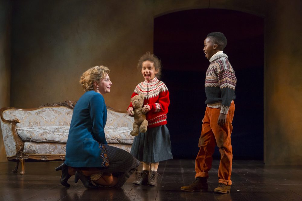 Nora Helmer (played by Andrea Syglowski) with her children in "A Doll's House." (Courtesy T. Charles Erikson/Huntington Theatre Company)