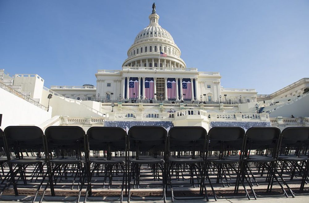 The West side of the U.S. Capitol is seen during a rehearsal for the inauguration of President-elect Donald Trump in Washington on Sunday. (Saul Loeb/AFP/Getty Images)