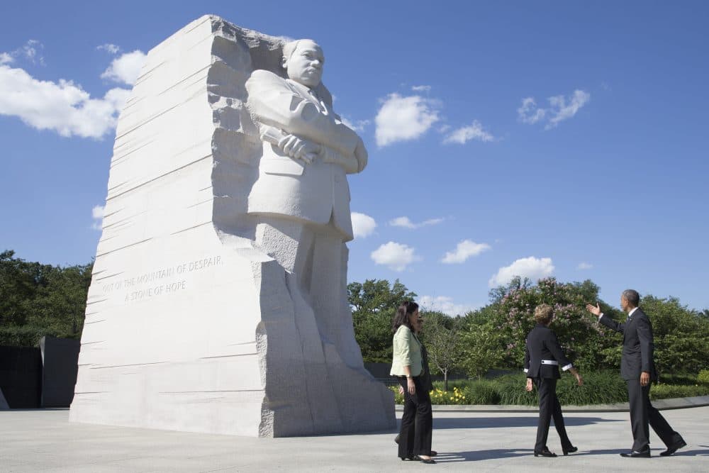 President Barack Obama (right) and President of Brazil Dilma Rousseff visit the Martin Luther King Jr. Memorial, with National Park Service National Mall Superintendent Karen Laura Cucurullo in June 2015 in Washington, D.C. (Michael Reynolds - Pool/Getty Images)
