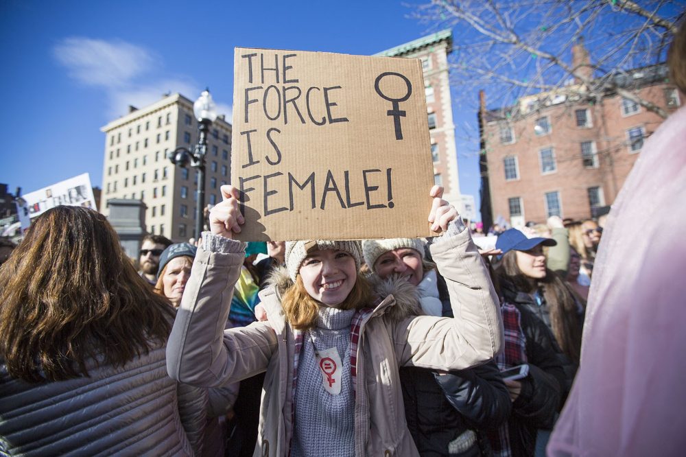 People of all ages came out for the March for America in Boston. (Jeese Costa/WBUR)