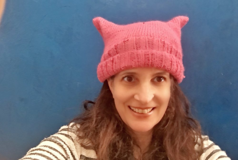 The author sports her hand-made creation. (Courtesy)