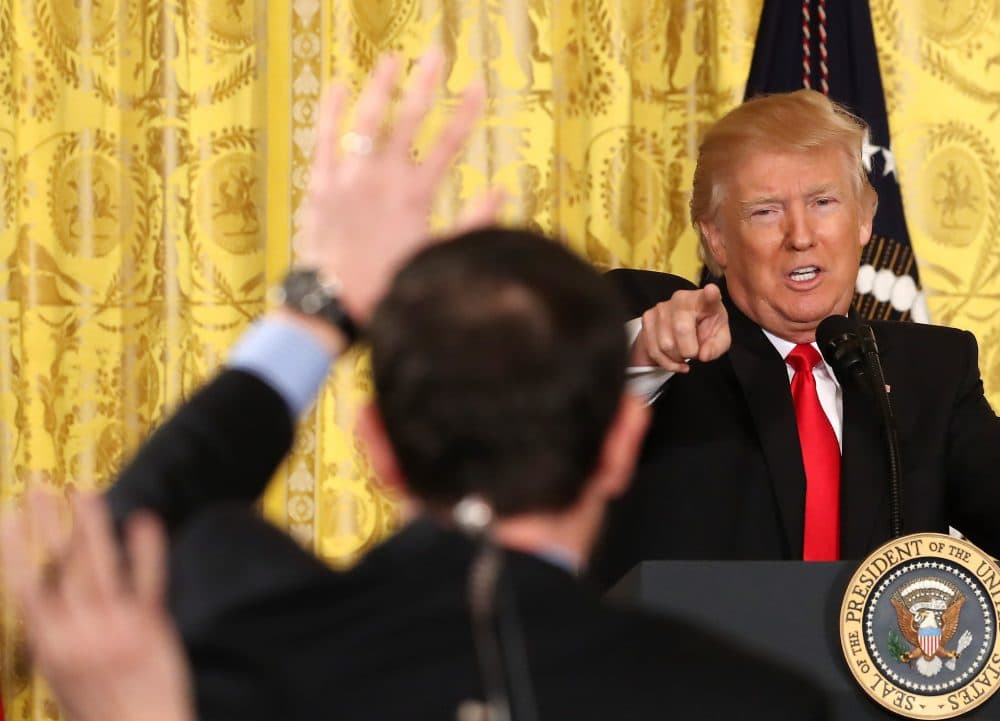 President Donald Trump speaks during a news conference announcing Alexander Acosta as the new labor secretary nominee on Feb. 16, 2017. (Mark Wilson/Getty Images)