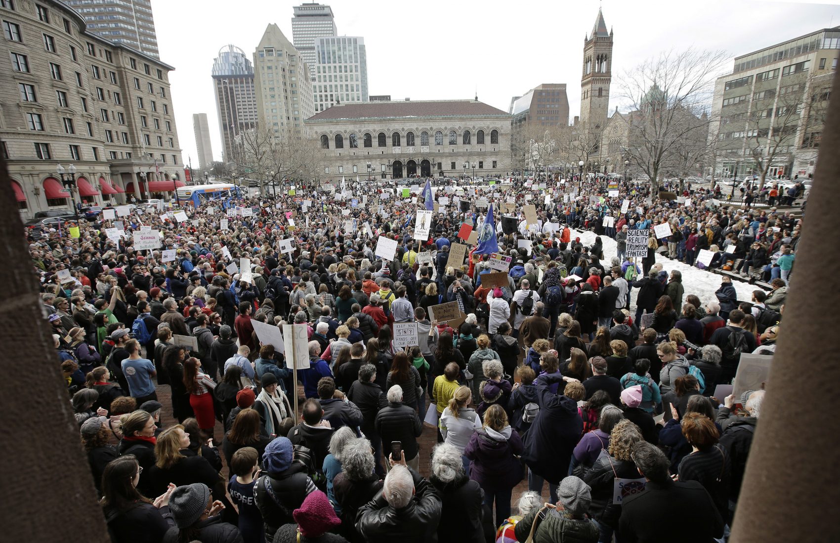 The "Stand Up for Science" rally Sunday in Copley Square (Steven Senne/AP)