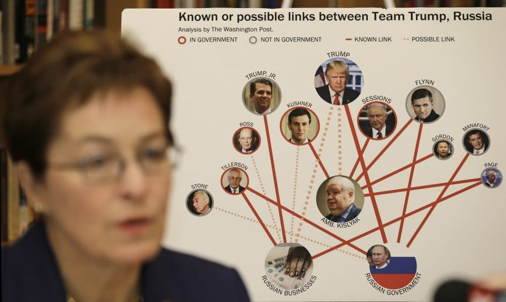 In 1980, GOP campaign manager William Casey saw Iran, however toxic, as potentially useful to his campaign, writes Garry Emmons. Did 2016 GOP campaign manager Paul Manafort see Russia the same way?
Pictured: Rep. Marcy Kaptur, D-Ohio, speaks during a press conference Monday, March 6, 2017 regarding concerning reports that President Donald Trump's campaign met with Russian officials last year in Cleveland. (Tony Dejak/AP)