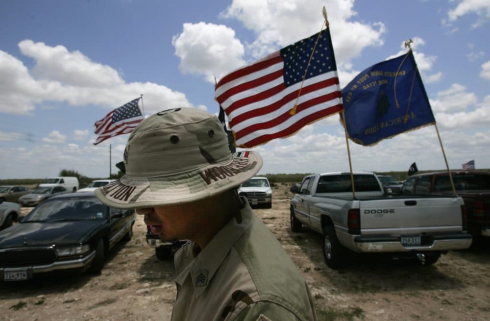 Jesus Bocanegra, 24, walks in uniform to a Memorial Day weekend service May 27, 2006 in Benavides, Texas. Bocanegra was diagnosed with Post-Traumatic Stress Disorder, or PTSD, a result of his service in Iraq in 2003-04. (Chris Hondros/Getty Images)