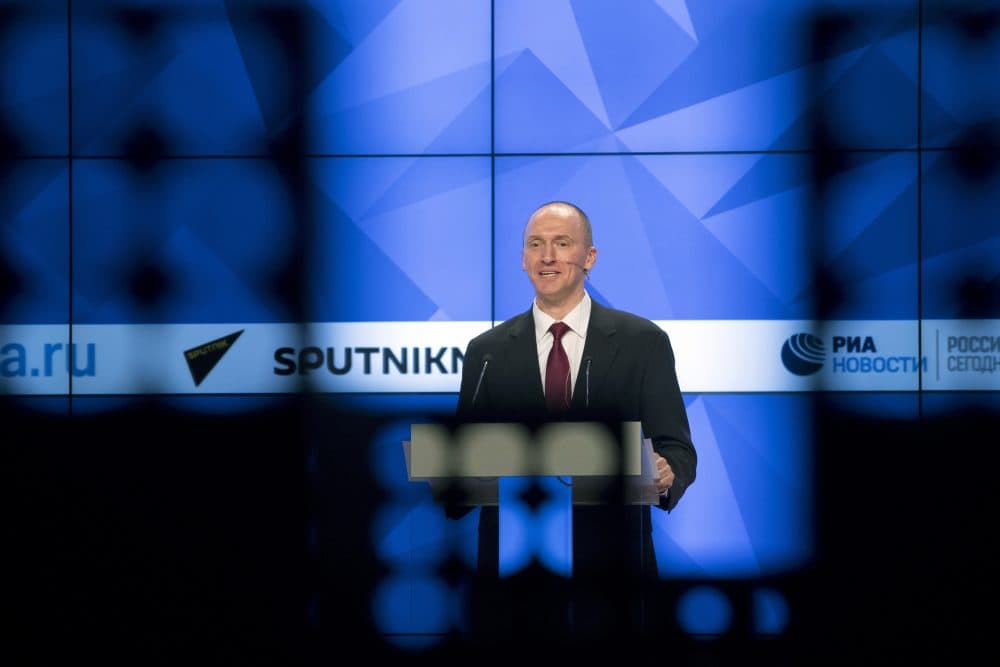 Carter Page, a former foreign policy adviser of U.S. President-elect Donald Trump, speaks at a news conference at RIA Novosti news agency in Moscow, Russia, Monday, Dec. 12, 2016. (Pavel Golovkin/AP Photo)