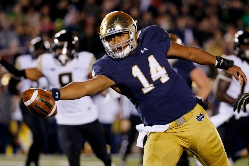Hoping to be a top pick in the NFL Draft, DeShone Kizer has branded himself as a Tom Brady-Cam Newton hybrid. (Jon Durr/Getty Images)