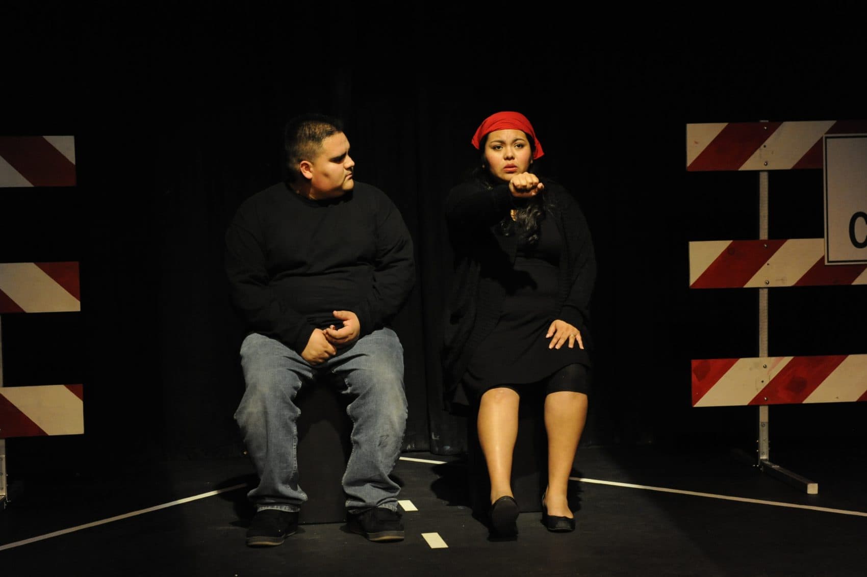 Victor Galvan (left) during a performance of "Do You Know Who I Am?" (Courtesy Michael Ensminger)