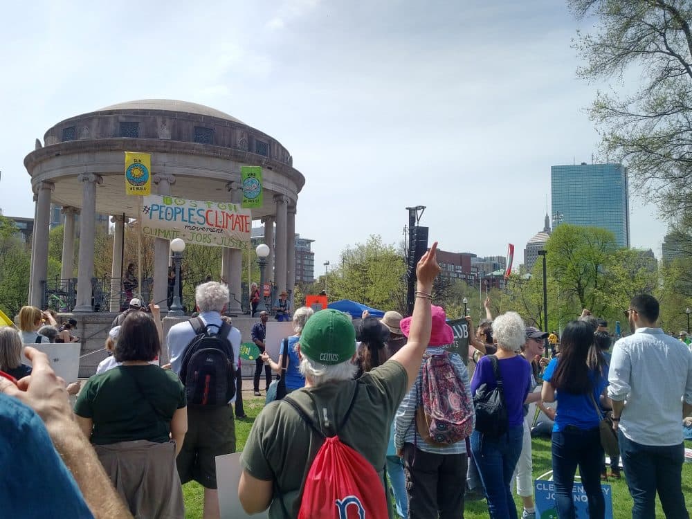 While Saturday's climate rally took place in Boston, the main march occurred in Washington, D.C. (Bob Shaffer/WBUR)