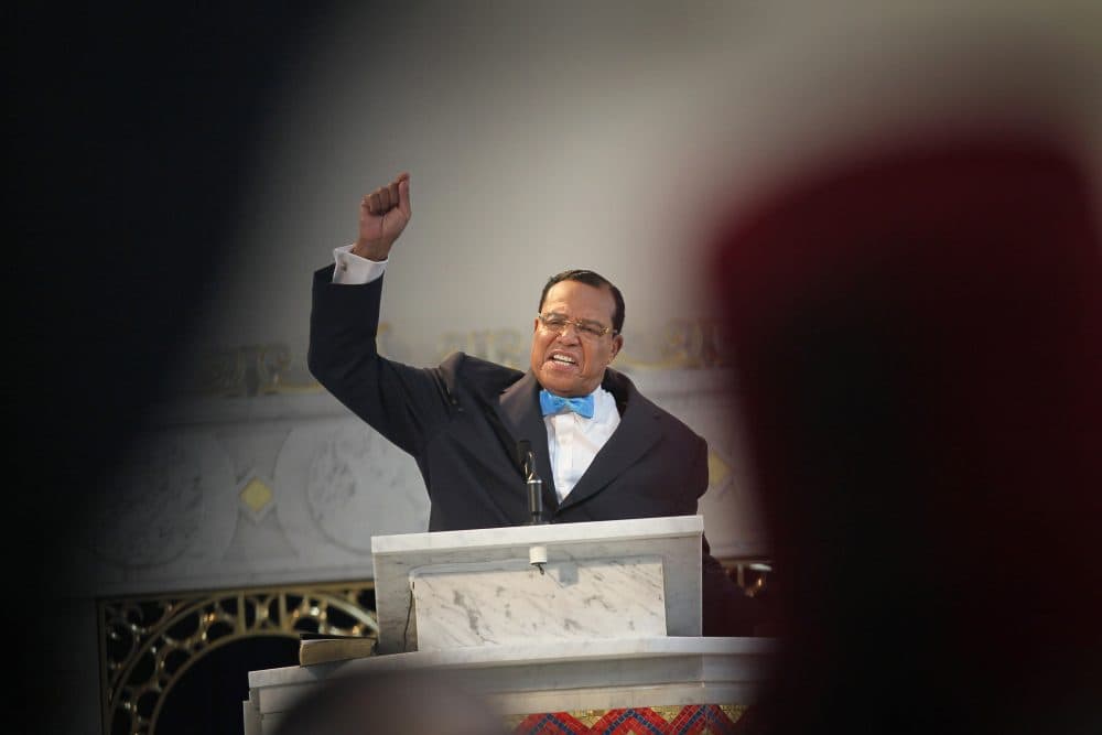 Minister Louis Farrakhan, leader of the Nation of Islam, gets a standing ovation  from his followers as he makes a point while speaking at a press conference at Mosque Maryam on March 31, 2011, in Chicago. (Scott Olson/Getty Images)
