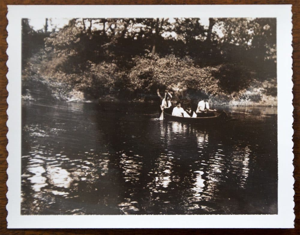 Photograph of a young Ernest Hemingway and Frances Elizabeth Coates on a canoe trip. (Jesse Costa/WBUR)