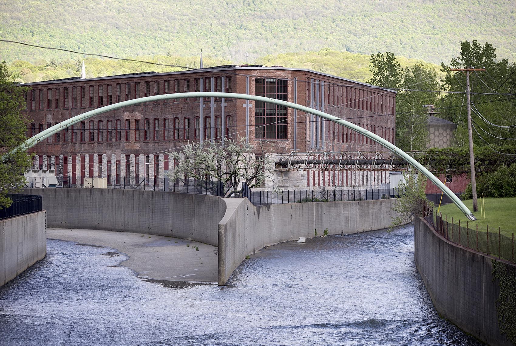 MASS MoCA's latest addition, called Building 6, in North Adams, Massachusetts. (Robin Lubbock/WBUR)