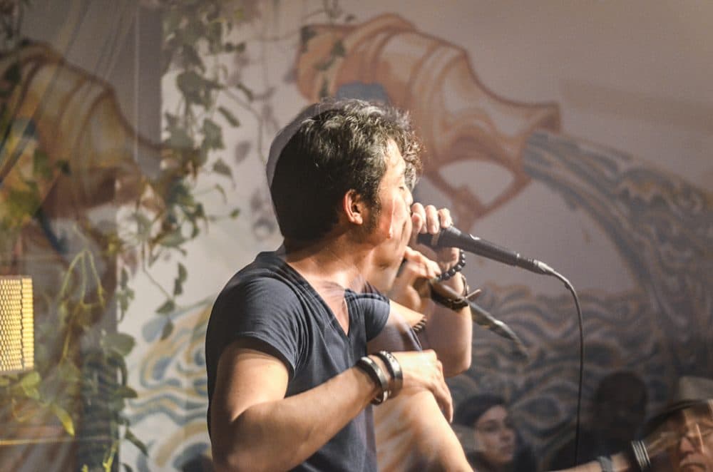 Gene Shinozaki at an event at the Lilypad in April. (Courtesy Jaypix)